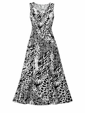 Danny & Nicole Animal Print Maxi Dress Women’s Size 8 Black White V Neck